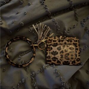 Leopard Print Wristlet Keychain and Card Holder